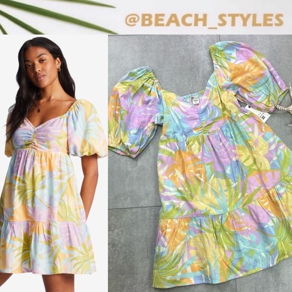 🔆BILLABONG🔆BE MINE DRESS MINI FLORAL VACATION - Picture 1 of 13
